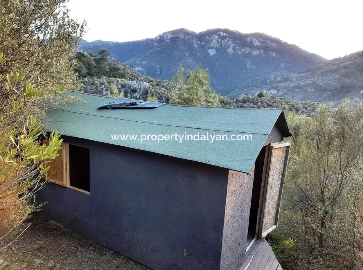 Mugla Dalyan Gokbel 1700 M2 Freistehendes Land Und Bungalow Mit Blick Auf Die Natur