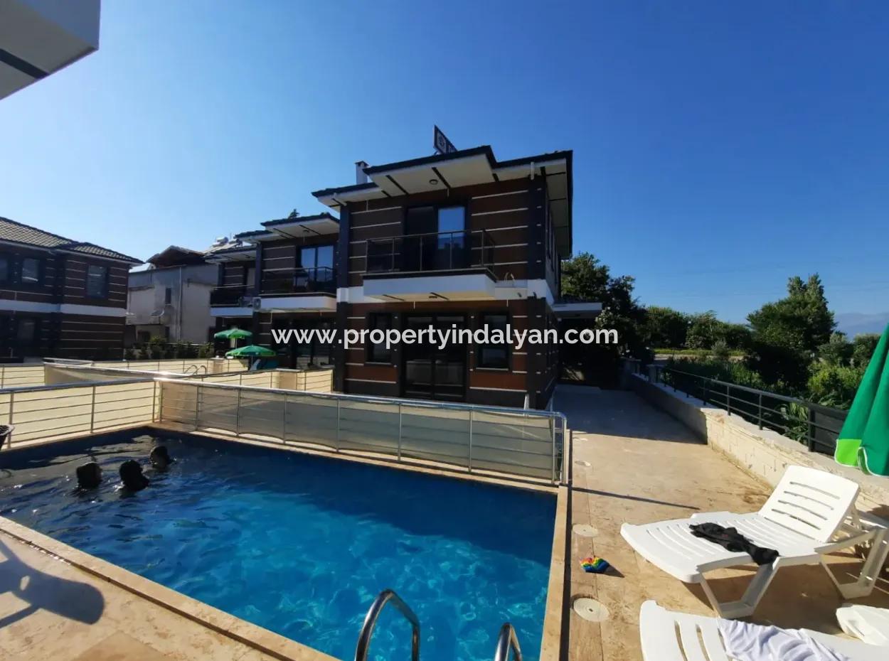 Zero Detached Duplex With Swimming Pool In Muğla Dalyanda Complex For Rent