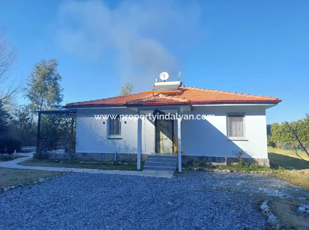 On 400 M2 Land In Ortaca Okçular, 100 M2 2 1 Detached Furnished House With Swimming Pool For Rent