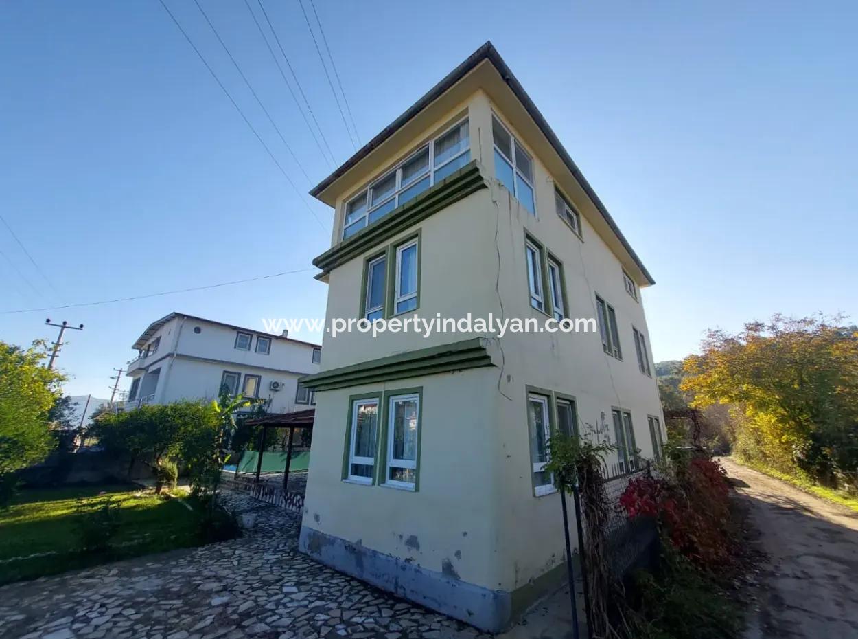 A House With 4 1 And 3 1 Swimming Pools On 645 M2 Land In Ortaca Kemaliye Is For Sale Or Exchange.